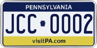 PA license plate JCC0002