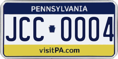PA license plate JCC0004