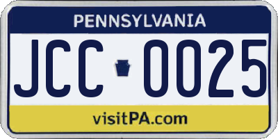 PA license plate JCC0025