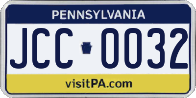 PA license plate JCC0032