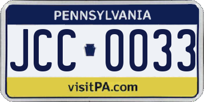 PA license plate JCC0033