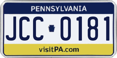PA license plate JCC0181