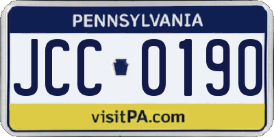 PA license plate JCC0190