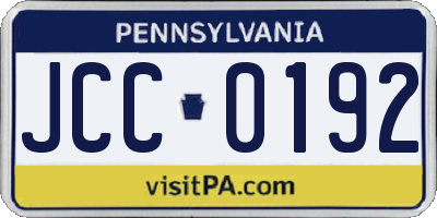 PA license plate JCC0192