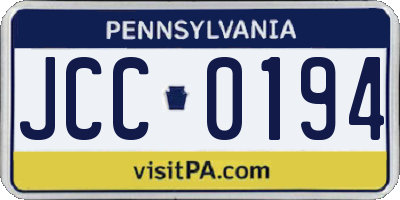 PA license plate JCC0194