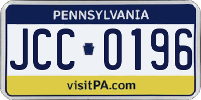 PA license plate JCC0196