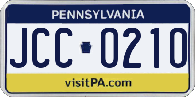 PA license plate JCC0210