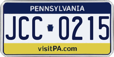 PA license plate JCC0215