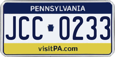 PA license plate JCC0233