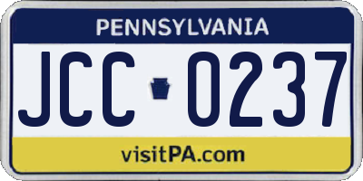 PA license plate JCC0237