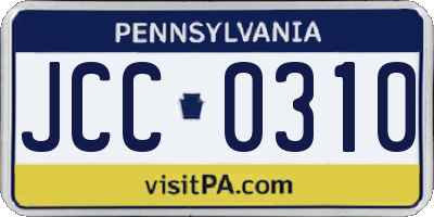 PA license plate JCC0310