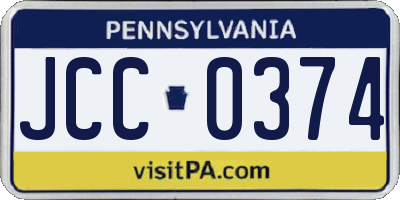 PA license plate JCC0374