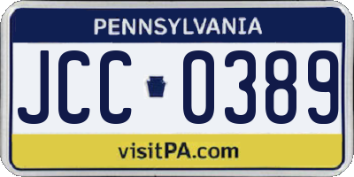 PA license plate JCC0389