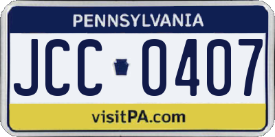 PA license plate JCC0407