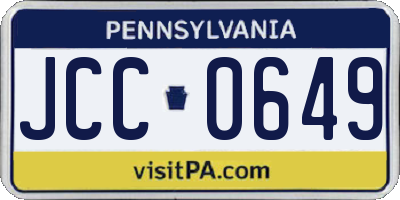 PA license plate JCC0649
