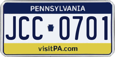 PA license plate JCC0701