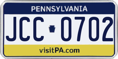 PA license plate JCC0702
