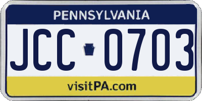 PA license plate JCC0703