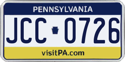 PA license plate JCC0726