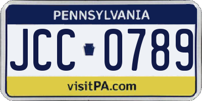 PA license plate JCC0789