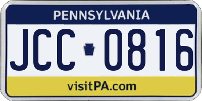 PA license plate JCC0816