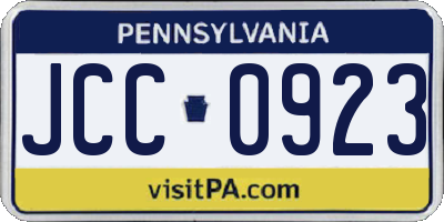 PA license plate JCC0923