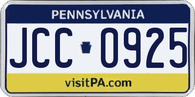 PA license plate JCC0925