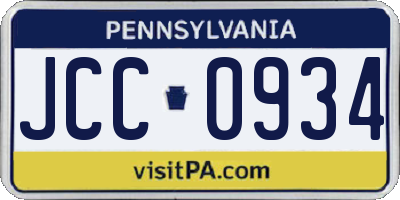PA license plate JCC0934