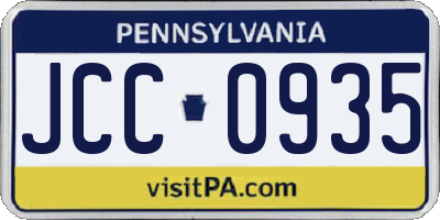 PA license plate JCC0935