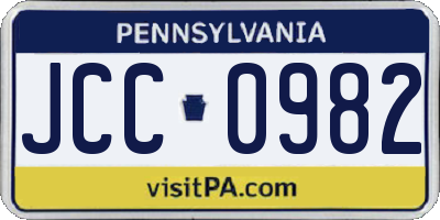 PA license plate JCC0982