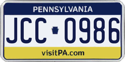 PA license plate JCC0986