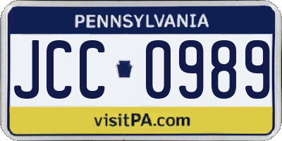 PA license plate JCC0989