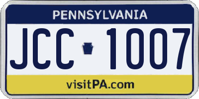 PA license plate JCC1007