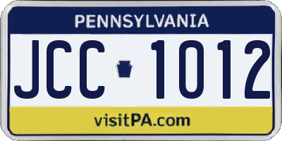 PA license plate JCC1012