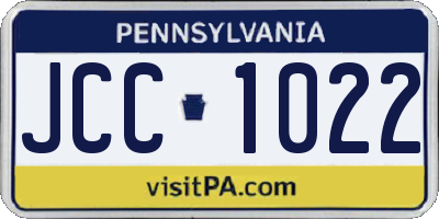 PA license plate JCC1022