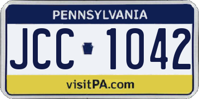 PA license plate JCC1042