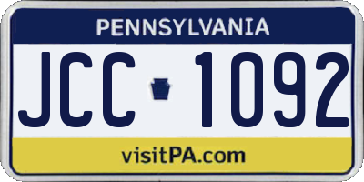 PA license plate JCC1092