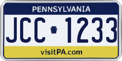 PA license plate JCC1233