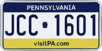 PA license plate JCC1601