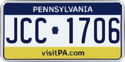 PA license plate JCC1706