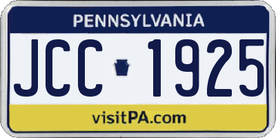 PA license plate JCC1925
