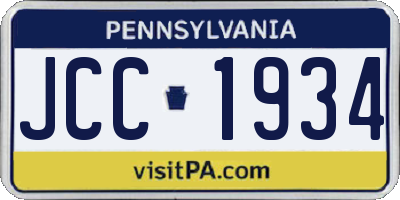 PA license plate JCC1934