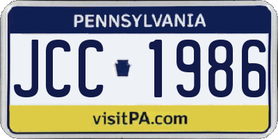 PA license plate JCC1986