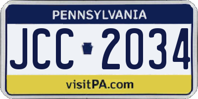 PA license plate JCC2034
