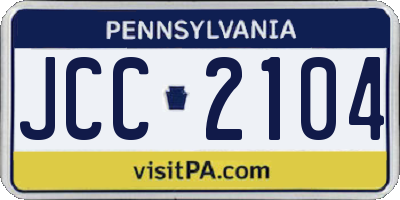 PA license plate JCC2104