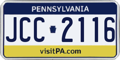 PA license plate JCC2116
