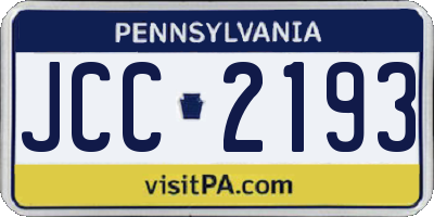 PA license plate JCC2193