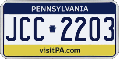 PA license plate JCC2203