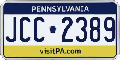PA license plate JCC2389