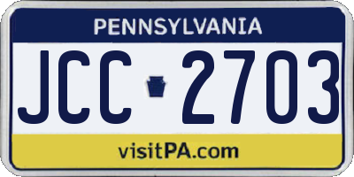 PA license plate JCC2703